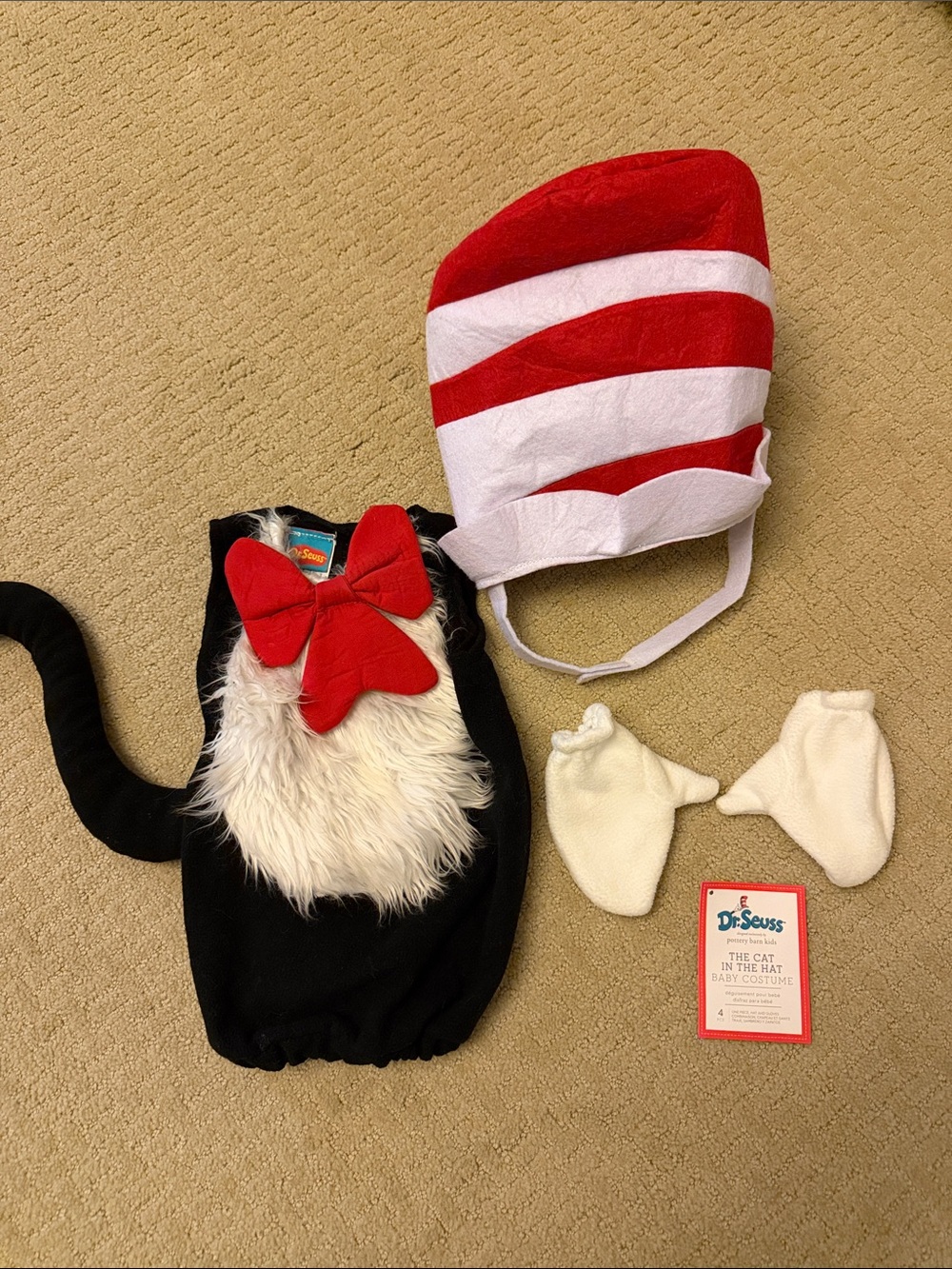 Pottery Barn kids The cat in the hat costume 0-6 months
